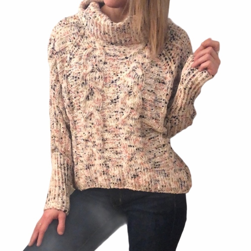 𝅺MOON & Madison Confetti Slub Cowl Neck Sweater NWT Size XS